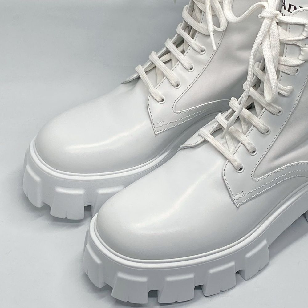 Prada Monolith Leather & Nylon Lug Sole Combat boots size 40 - Picture 4 of 13
